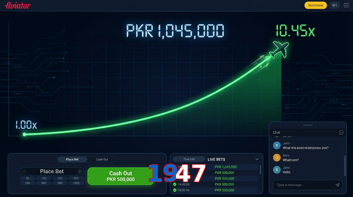 Main screen of 1947 aviator page for PK players